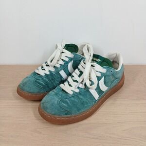 Coolway Duck Sneakers Women 8 Teal Suede Low Top Gum Sole Lace Up Retro Shoes